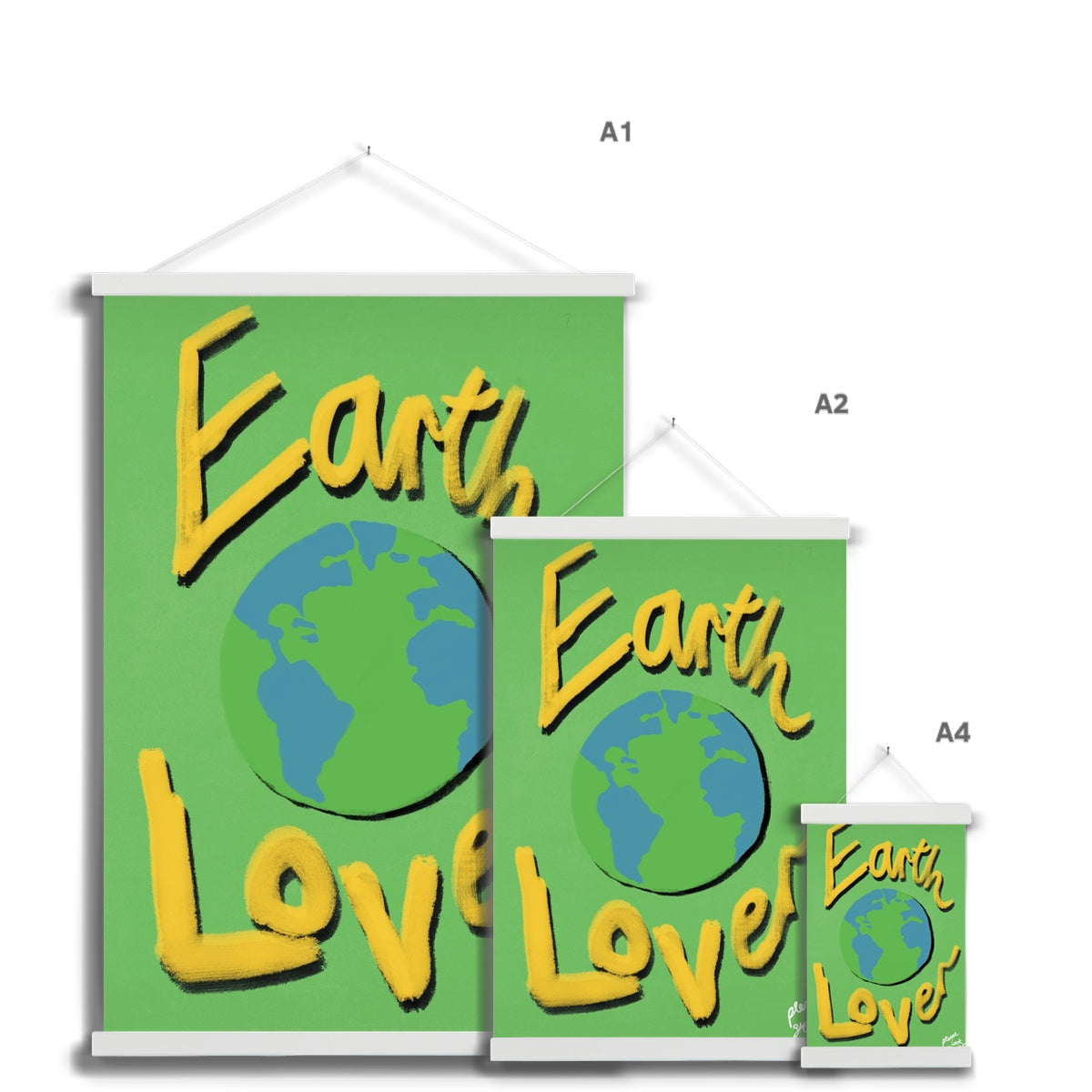 Earth Lover Print - Green, Yellow Fine Art Print with Hanger