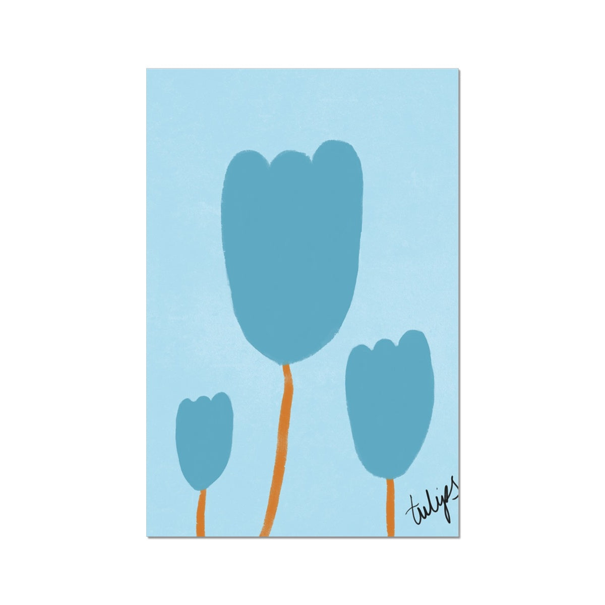 Tulips Print - Blue, Dark Blue Fine Art Print