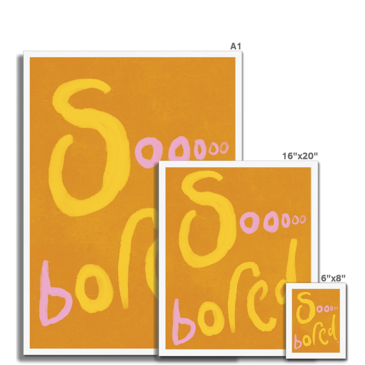 Sooooo Bored Print - Brown, Yellow, Pink Framed Print