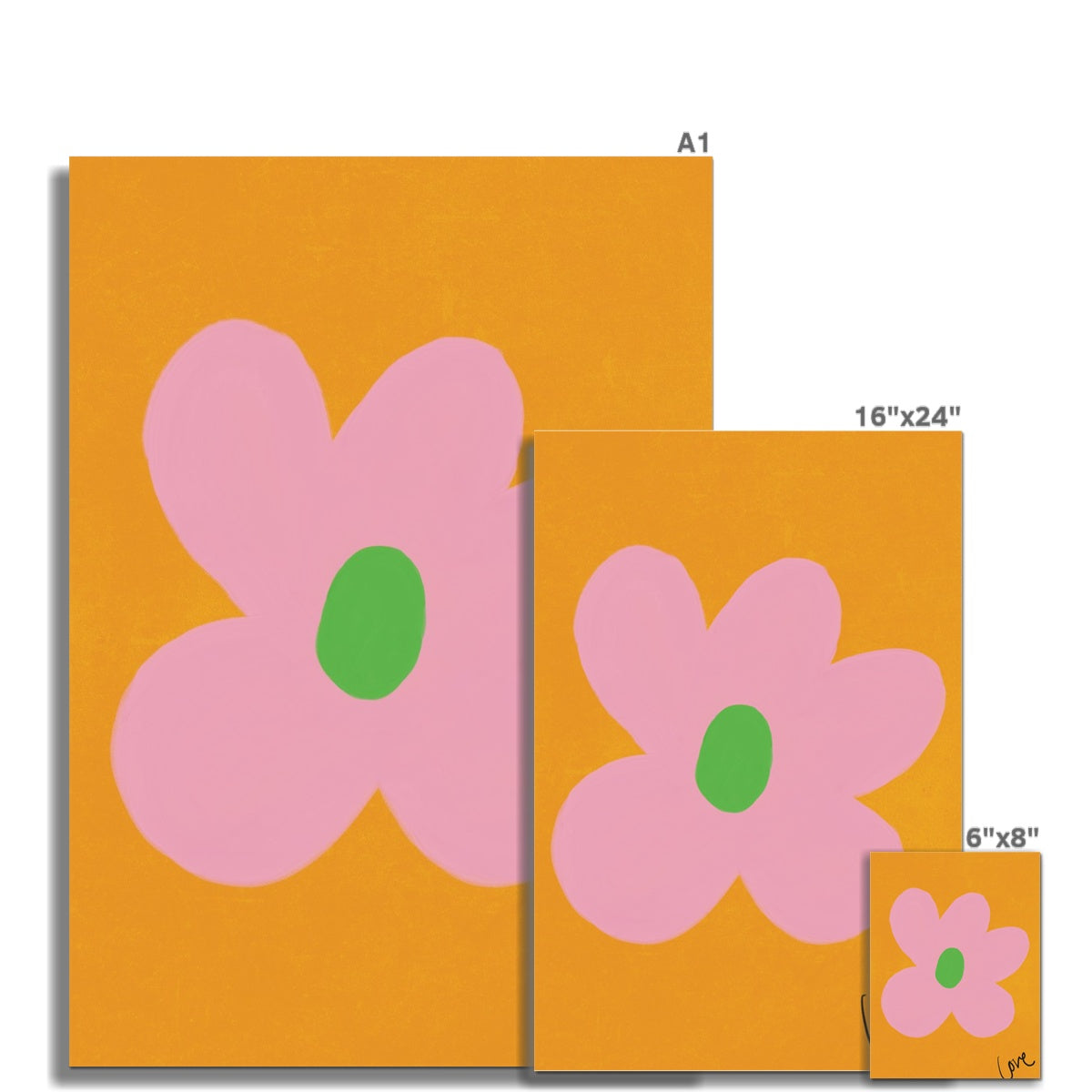 Love Flower Print - Brown, Pink, Green Fine Art Print