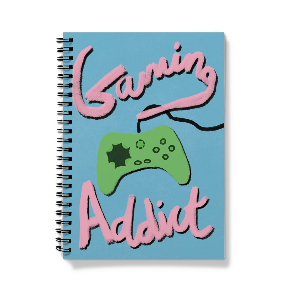 Gaming Addict Print - Blue, Pink, Green Notebook