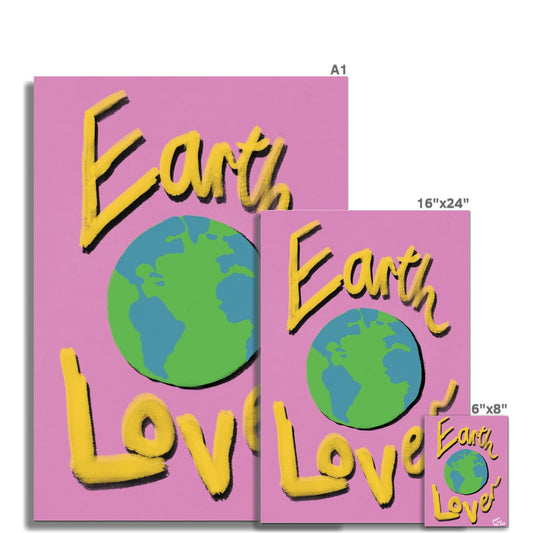 Earth Lover Print - Bright Pink, Yellow Fine Art Print
