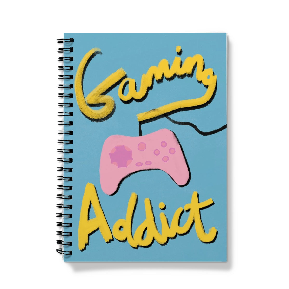 Gaming Addict Print - Blue, Yellow, Pink Notebook