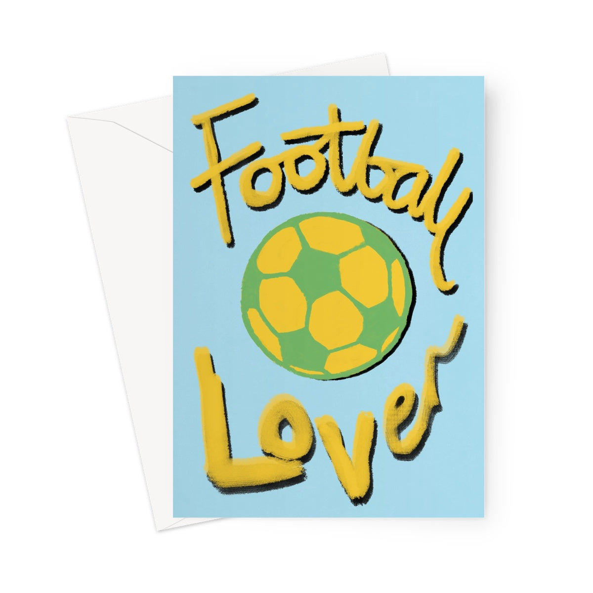 Football Lover Print - Light Blue, Yellow, Green Greeting Card