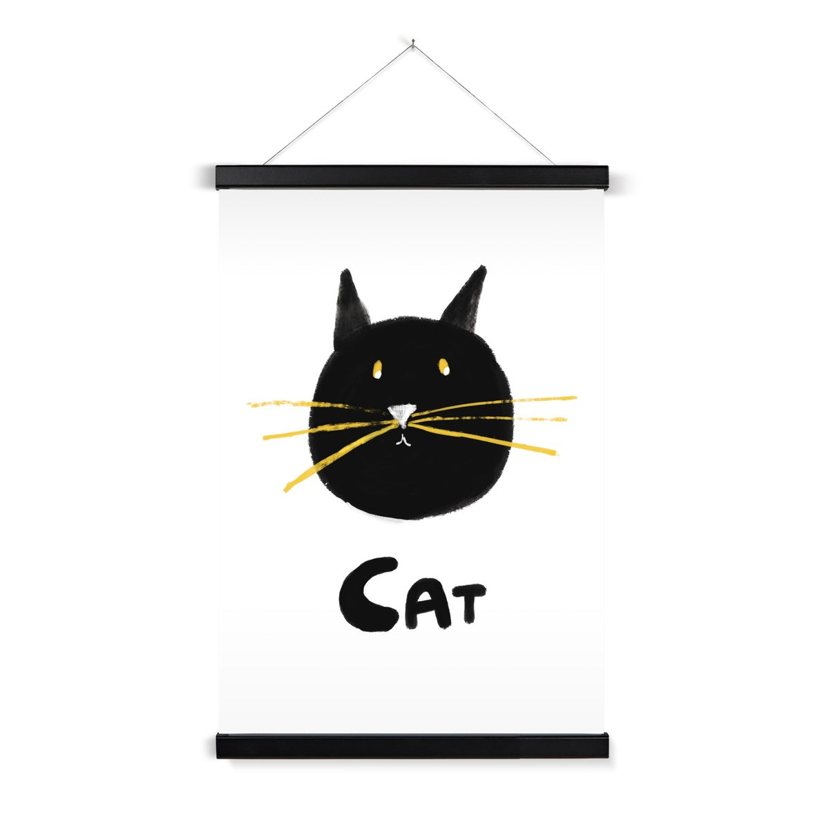Cat Print - White with black Fine Art Print with Hanger