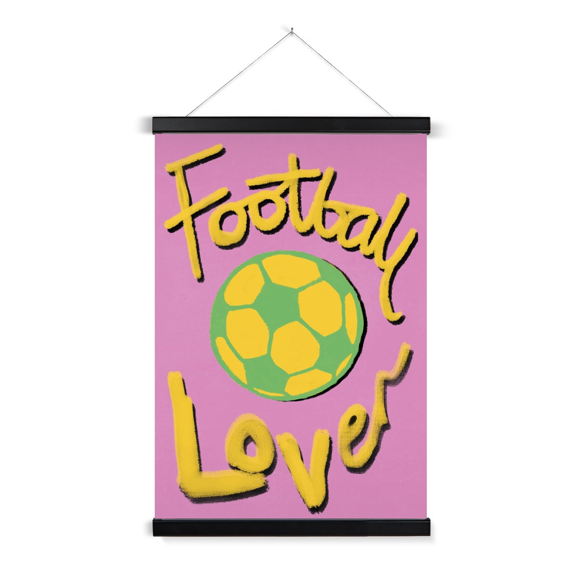 Football Lover Print - Pink, Yellow, Green Fine Art Print with Hanger