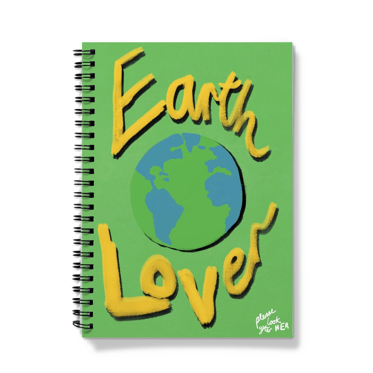 Earth Lover Print - Green, Yellow Notebook