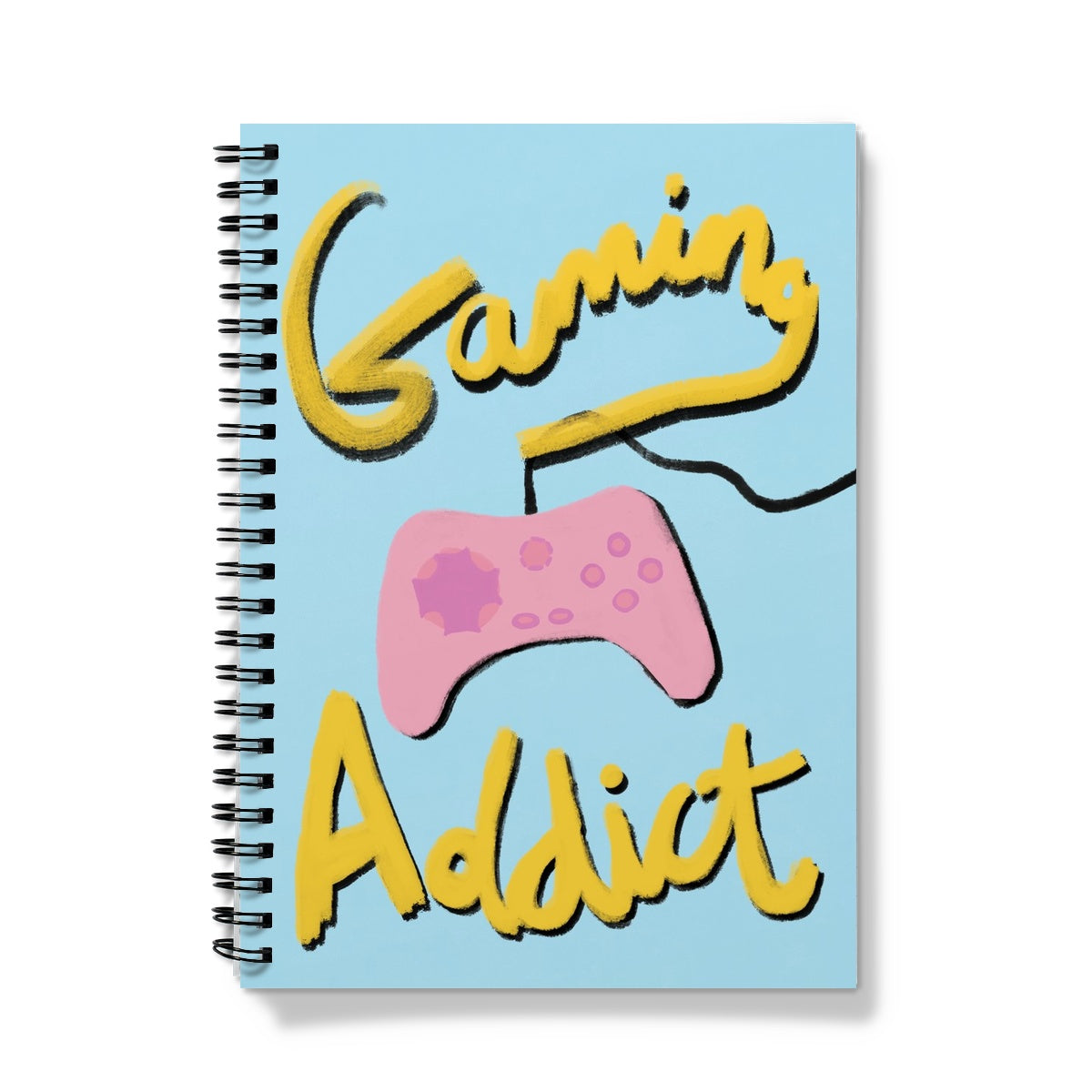 Gaming Addict Print - Light Blue, Yellow, Pink Notebook