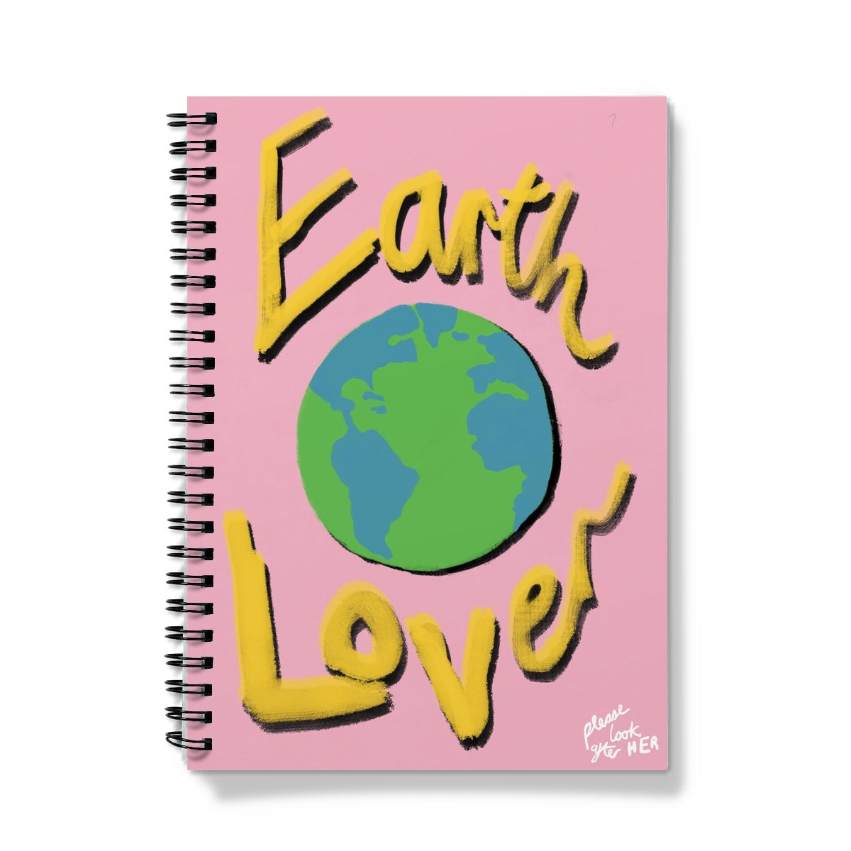 Earth Lover Print - Light Pink, Yellow Notebook
