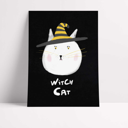 Witch Cat Print Fine Art Print with Hanger