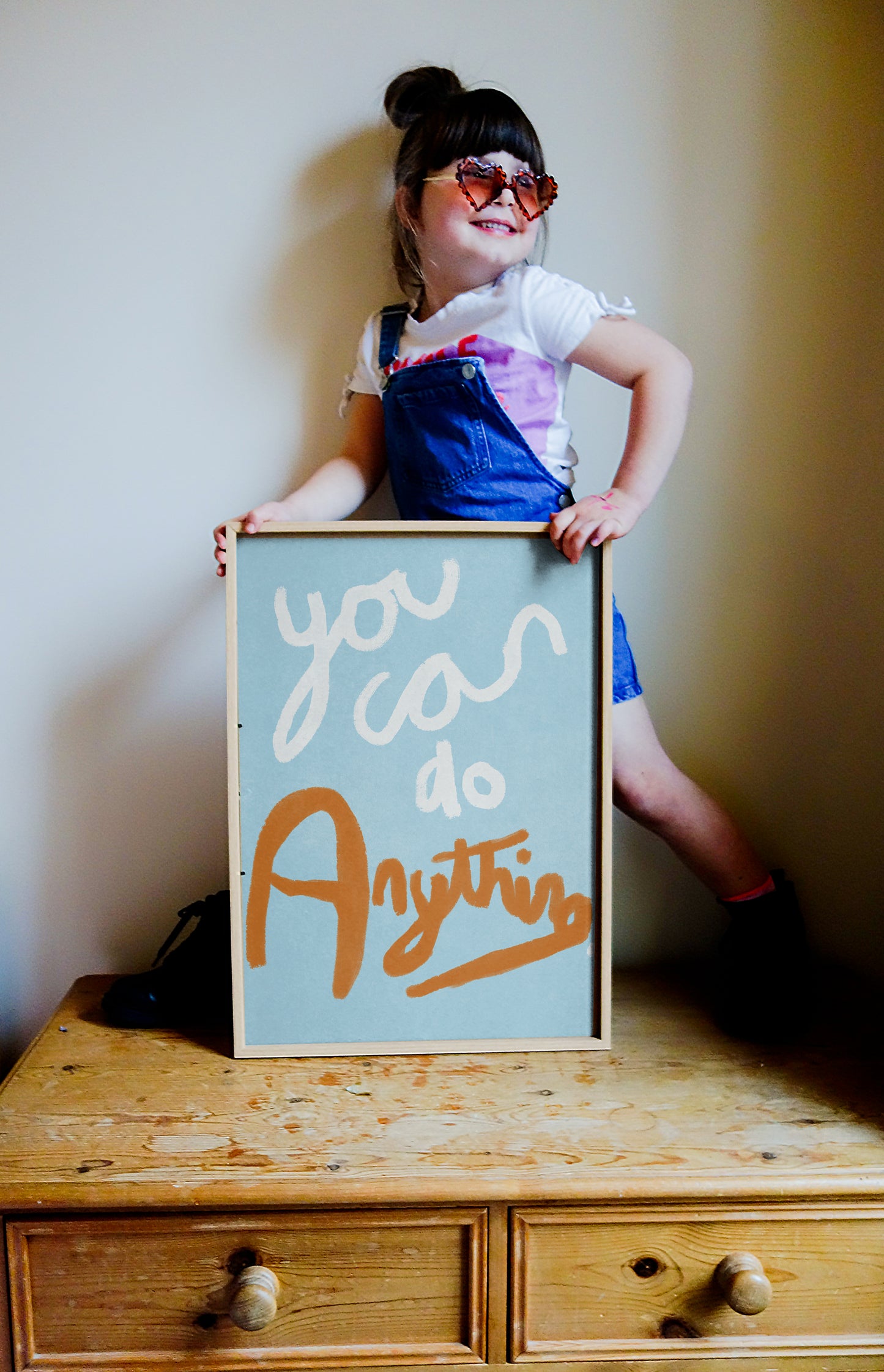 You Can Do Anything Print - Blue, White, Brown Framed Print